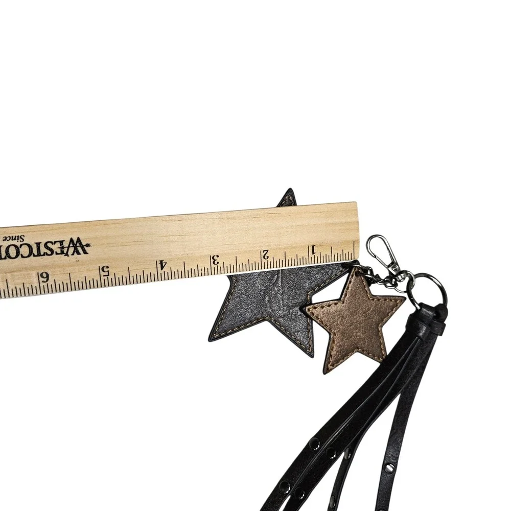 Star‎ Bag Charm Keychain Women OS Black Bronze Studded Tassel Western